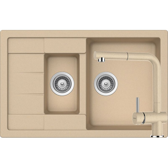 Poze Set chiuveta bucatarie Schock Manhattan D-150S si baterie bucatarie Schock Epos Cristalite Moonstone cu dus extract. 78 x 50 cm naturlich.ro 