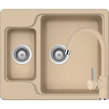 Set chiuveta bucatarie Schock Manhattan N-150 si baterie bucatarie Schock Plutos Cristalite Moonstone 61 x 51 cm-01