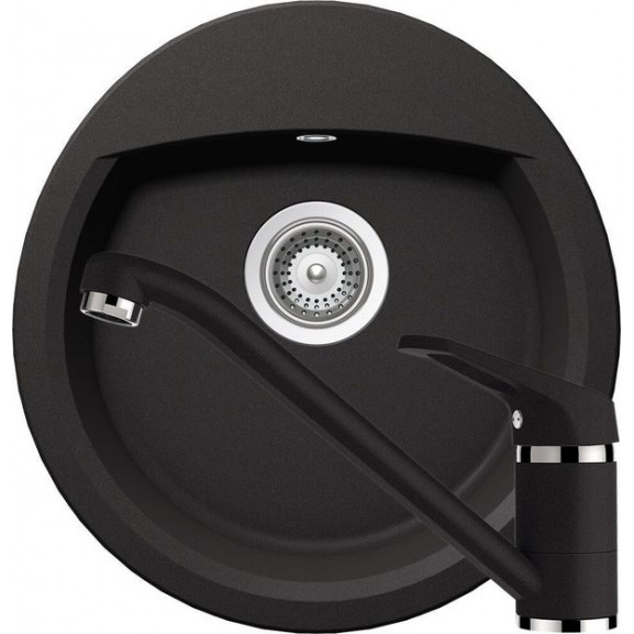 Set chiuveta bucatarie Schock Manhattan R-100 si baterie bucatarie Schock Cosmo Cristalite Nero 47 x 49 cm