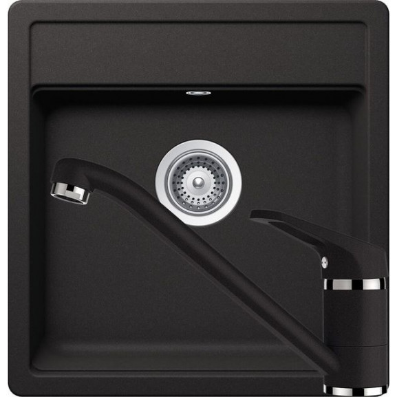 Set chiuveta bucatarie Schock Nemo N-100S si baterie bucatarie Schock Cosmo Cristalite Nero 49 x 51 cm