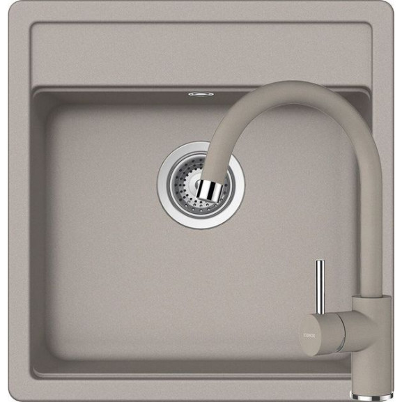 Set chiuveta bucatarie Schock Nemo N-100S si baterie bucatarie Schock Plutos Cristalite Concrete 49 x 51 cm baterie