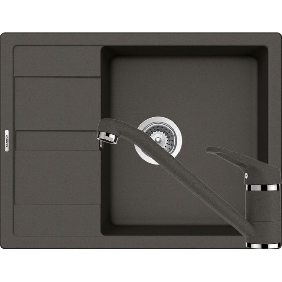 Set chiuveta bucatarie Schock Ronda D-100L si baterie bucatarie Schock Cosmo Cristalite Asphalt 65 x 50 cm