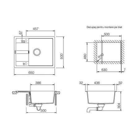 Set chiuveta bucatarie Schock Ronda D-100L si baterie bucatarie Schock Cosmo Cristalite Croma 65 x 50 cm-01