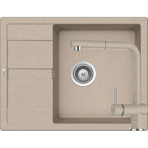 Poze Set chiuveta bucatarie Schock Ronda D-100L si baterie bucatarie Schock Epos Cristalite Sabbia cu dus extractibil 65 x 50 cm