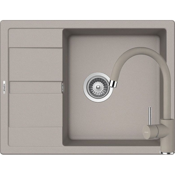 Poze Set chiuveta bucatarie Schock Ronda D-100L si baterie bucatarie Schock Plutos Cristalite Concrete 65 x 50 cm