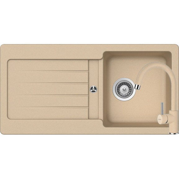 Poze Set chiuveta bucatarie Schock Typos D-100S si baterie bucatarie Schock Plutos Cristalite Moonstone 86 x 43,5 cm