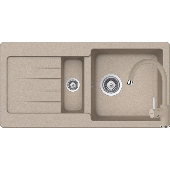 Poze Set chiuveta bucatarie Schock Typos D-150S si baterie bucatarie Schock Plutos Cristalite Sabbia 86 x 43,5 cm