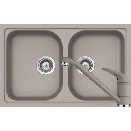 Set chiuveta bucatarie Schock Viola N-200S si baterie bucatarie Schock Cosmo Cristalite Concrete 79 x 50 cm-01