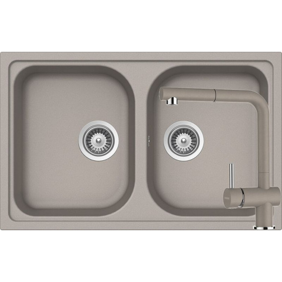 Set chiuveta bucatarie Schock Viola N-200S si baterie bucatarie Schock Epos Cristalite Concrete cu dus extractibil 79 x 50 cm