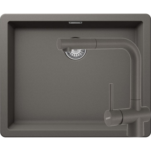 Poze Set chiuveta bucatarie Schock Greenwich N-100L si baterie bucatarie Schock Laios Cristadur Silverstone cu dus extra. 55,6x45,6cm