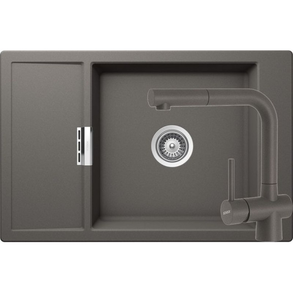 Poze Set chiuveta bucatarie Schock Mono D-100XS si baterie bucatarie Schock Laios Cristadur Silverstone cu dus extractibil78 x 51 cm