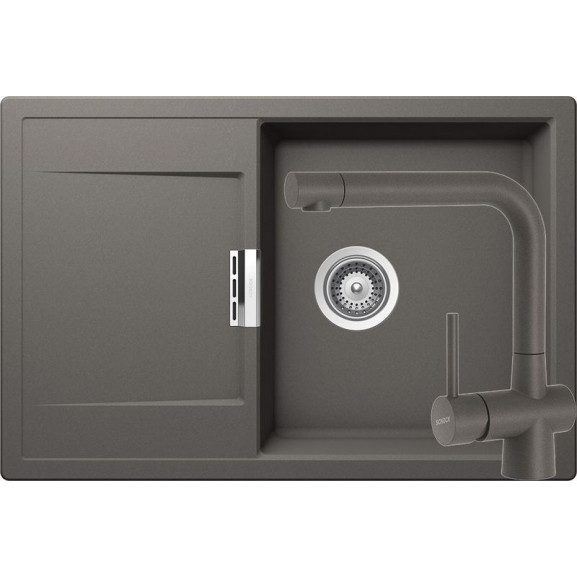 Poze Set chiuveta bucatarie Schock Mono D-100 si baterie bucatarie Schock Laios Cristadur Silverstone 76,5 x 51 cm