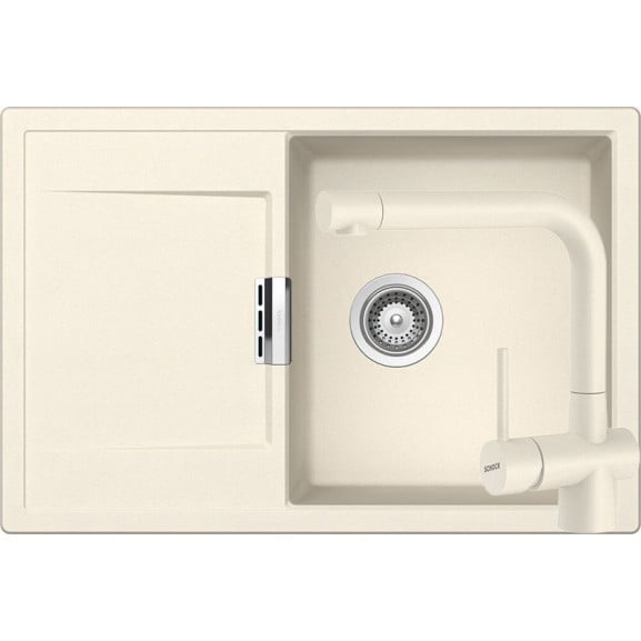 Poze Set chiuveta bucatarie Schock Mono D-100 si baterie bucatarie Schock Laios Cristadur Magnolia 76,5 x 51 cm