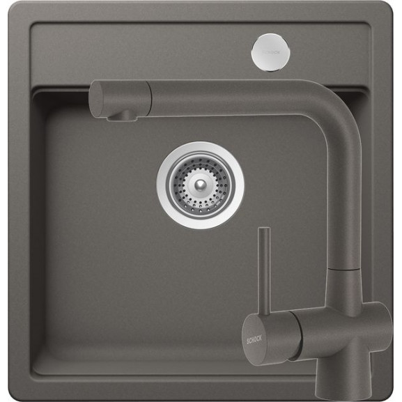 Poze Set chiuveta bucatarie Schock Mono N-100S si baterie bucatarie Schock Laios Cristadur Silverstone49 x 51 cm