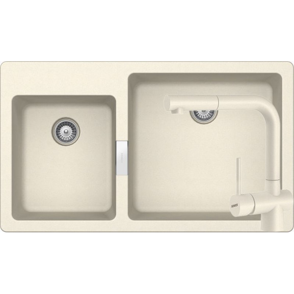 Poze Set chiuveta bucatarie Schock Signus N-175 si baterie bucatarie Schock Laios Cristadur Magnolia cu dus extractibil 86 x 50 cm