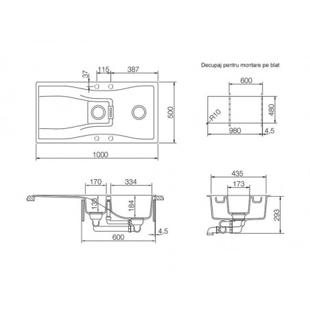 Set chiuveta bucatarie Schock Waterfall D-150 si baterie bucatarie Schock Laios Cristadur Puro cu dus extractibil 100 x 50 cm-01