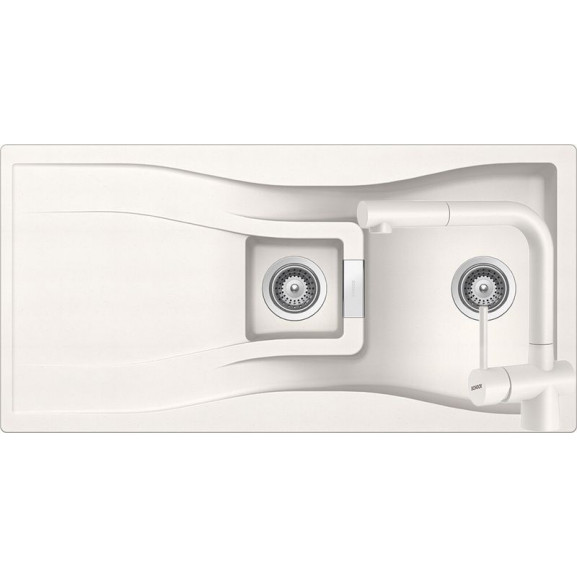 Poze Set chiuveta bucatarie Schock Waterfall D-150 si baterie bucatarie Schock Laios Cristadur Polaris cu dus extractibil 100 x 50 cm