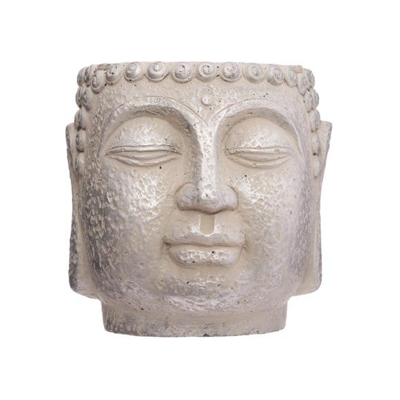 Poza Ghiveci Cap Buddha H17,5 cm Crem