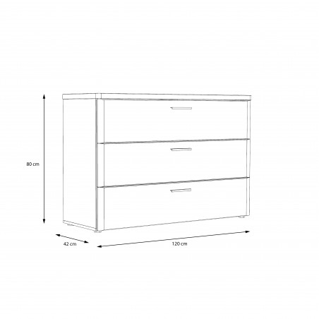 Comoda Olinda, Alb Si Stejar Artisan, 120 Cm-01