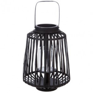 Felinar Rattan Negru H35 cm