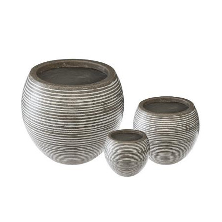 Set 3 Ghivece Ceramice Rotund Gri Deschis-01
