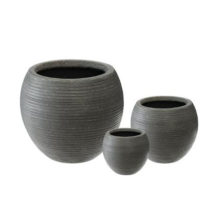 Set 3 Ghivece Ceramice Rotund Gri-01