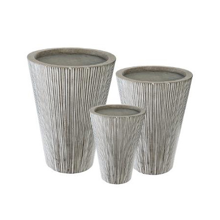 Set 3 Ghivece Ceramice Inalt Gri Deschis-01