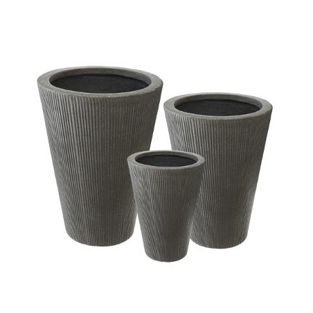 Set 3 Ghivece Ceramice Inalt Gri-01