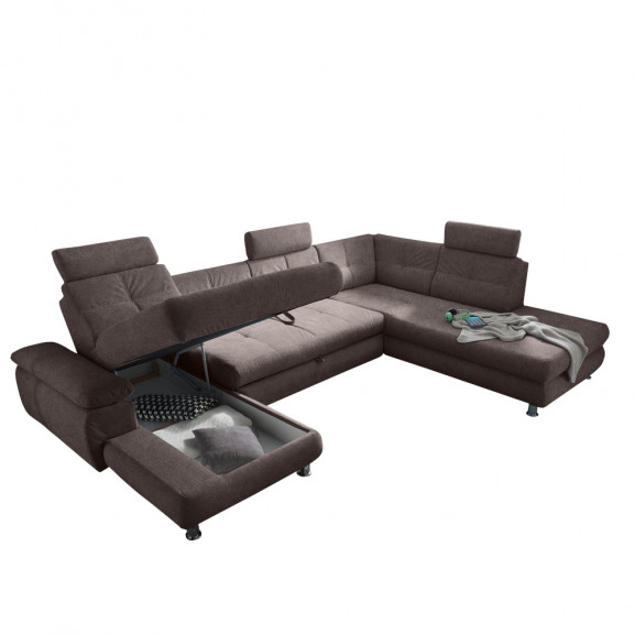 Coltar extensibil u bala, dreapta, cu lada, espresso