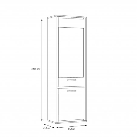 Vitrina Cu 2 Usi Inalta Rigmor, Alb Si Gri Argintiu, 64.4 Cm-01