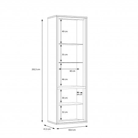 Vitrina Cu 2 Usi Inalta Rigmor, Alb Si Gri Argintiu, 64.4 Cm-01