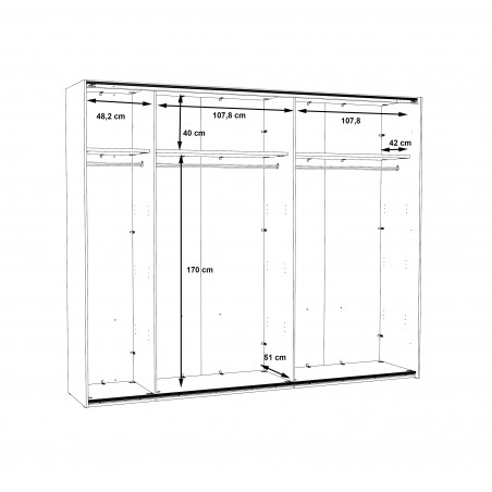 Dulap 2 Usi Culisante + 2 Oglinzi Olivier, 270,1 x 62 x 223 cm-01