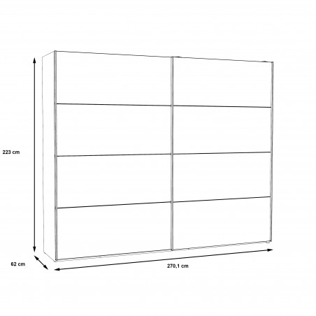 Dulap 2 Usi Culisante + 1 Oglinda Olivier, 270,1 x 62 x 223 cm-01