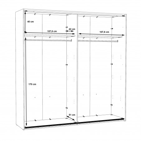 Dulap Olivier, 2 Usi Culisante si 2 Oglinzi, Alb, 220.1 Cm-01