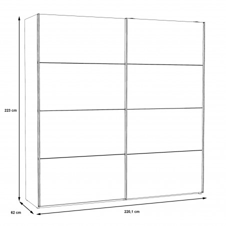 Dulap + Oglinda Olivier, 2Usi Culisante, 223 x 62 x 220 Cm-01