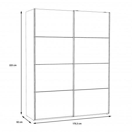 Dulap 2 Usi Culisante + 2 Oglinzi Olivier, 170,3 x 62 x 223 cm-01