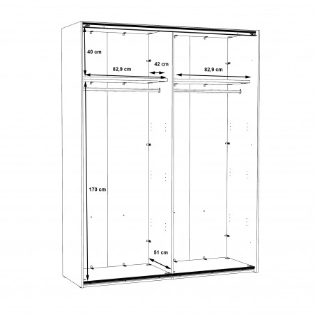 Dulap cu Oglinda Olivier, 2 Usi Culisante, 170.5 Cm-01