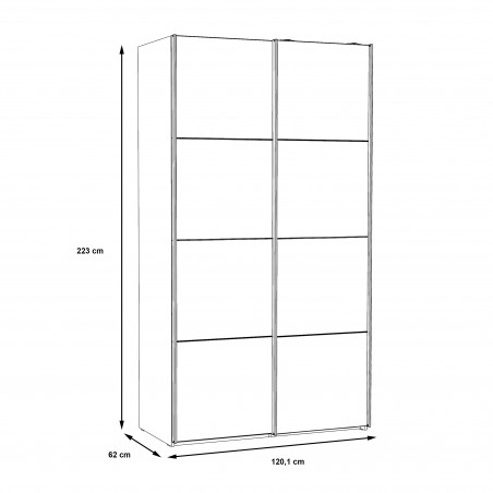 Dulap Olivier, 2Usi + 2Oglinzi, Alb, 223 x 62 x 120 Cm-01