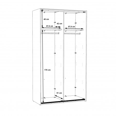 Dulap cu 2 usi culisante Olivier, 2 Usi, Alb, 120.1 Cm-01