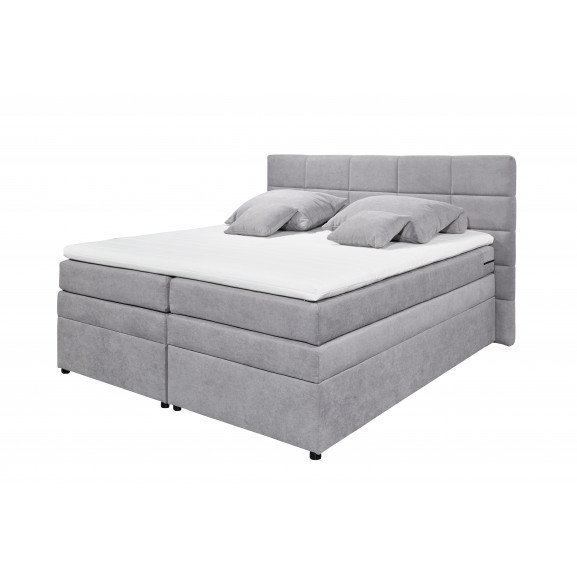 Pat Boxsprings Tacoma Cu Saltea Si Somiera Inclusa, Light grey, 160 x 200 cm naturlich.ro