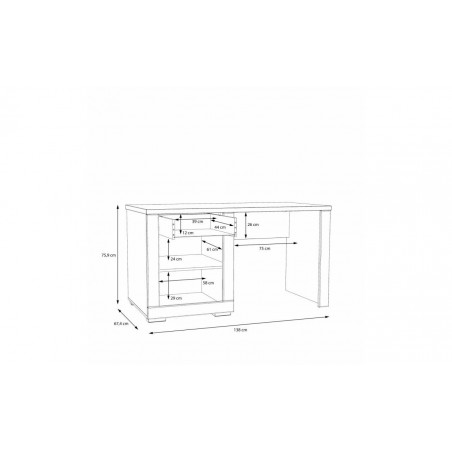 Birou Cu 1 Sertar Si 1 Usa Snow, Alb, 138 Cm-01