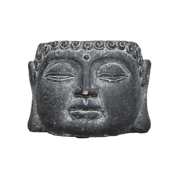 Ghiveci cap buddha h9 cm gri inchis