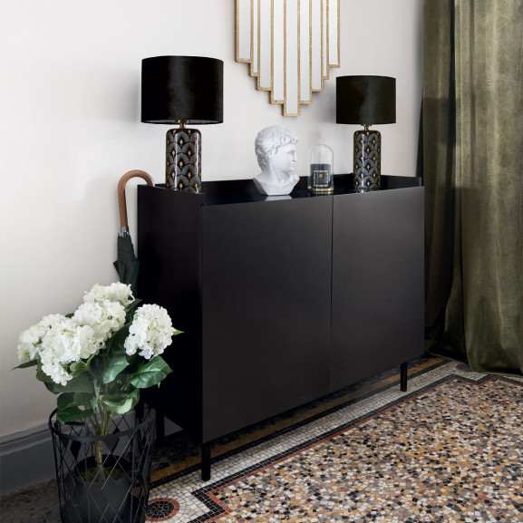 Bufet marble, negru, 100 x 39 x 85 cm