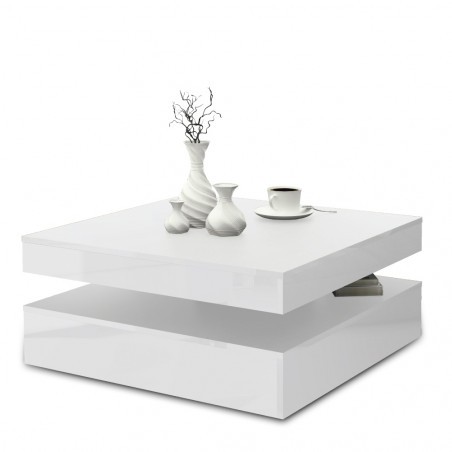 Masa Cafea Rotativa Magic, White Gloss, 78 x 35.4 x 78 Cm-01