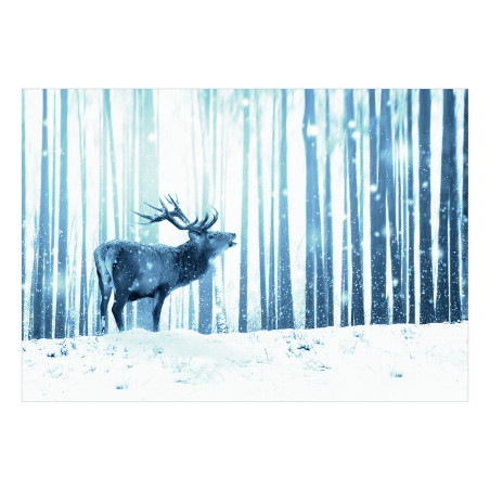 Fototapet Deer in the Snow (Blue)-01
