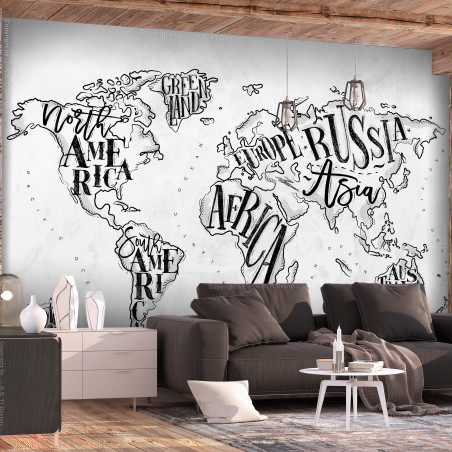 Fototapet Retro Continents (Grey)-01