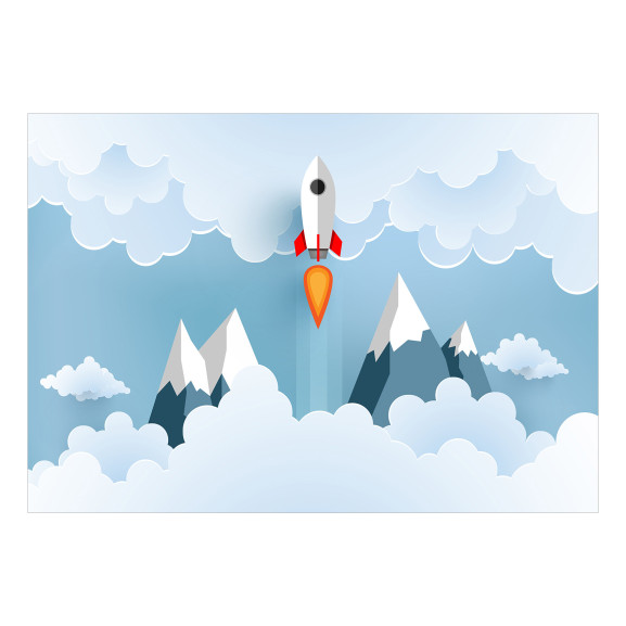 Fototapet Rocket in the Clouds