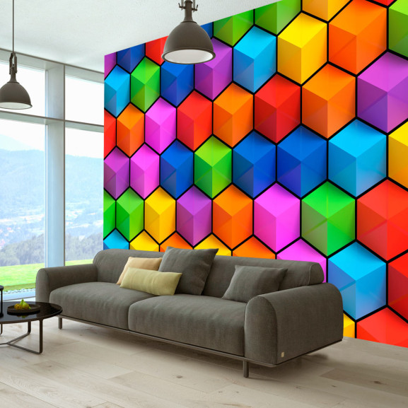 Poze Fototapet autoadeziv Rainbow Geometry