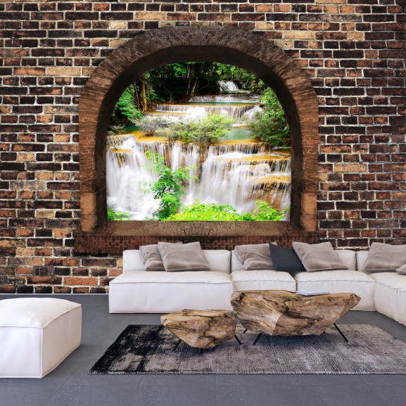 Fototapet autoadeziv Stony Window: Waterfalls
