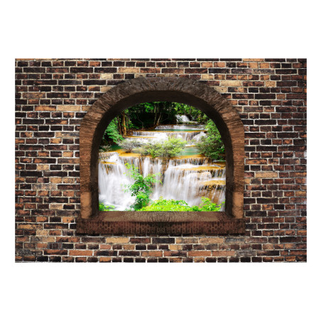 Fototapet autoadeziv Stony Window: Waterfalls-01